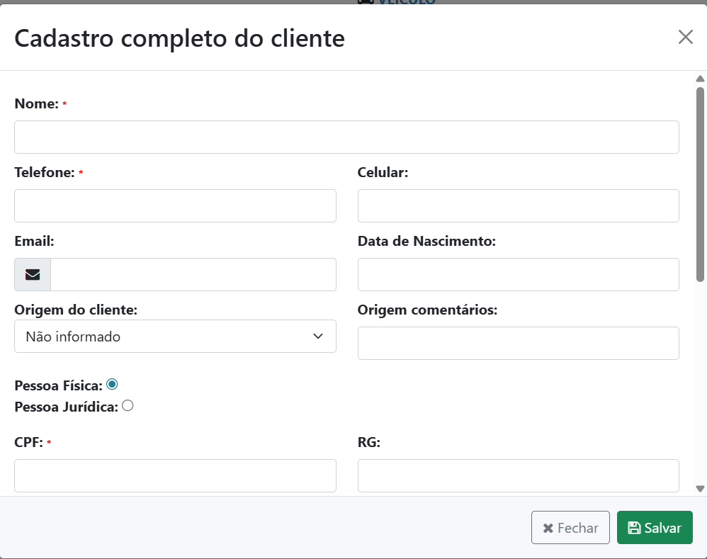 Dados completos do cliente