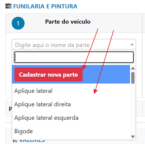 Adicionar nova parte do veículo