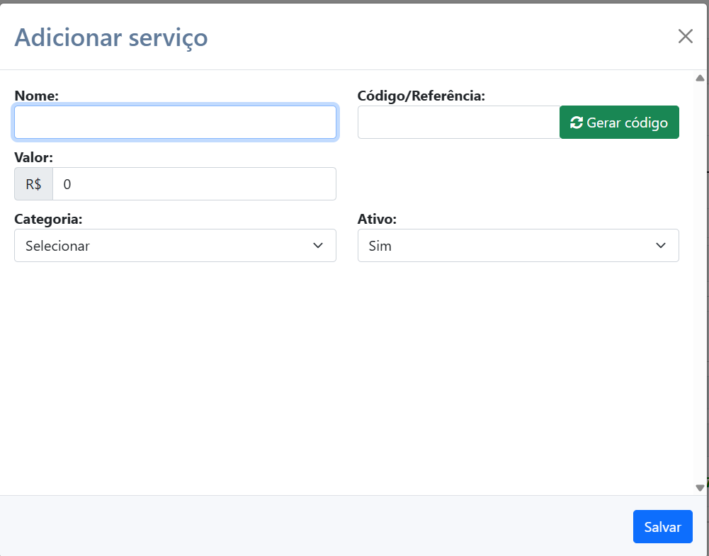 Adicionar novo serviço