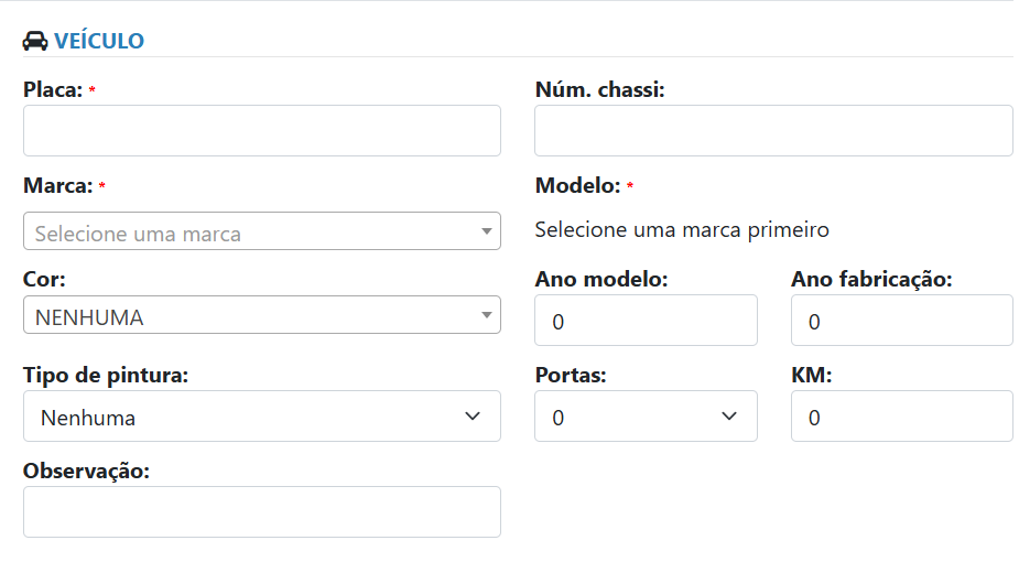 Dados do Veículo