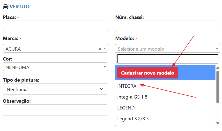 Adicionar novo veículo