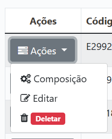 Menu de Ações