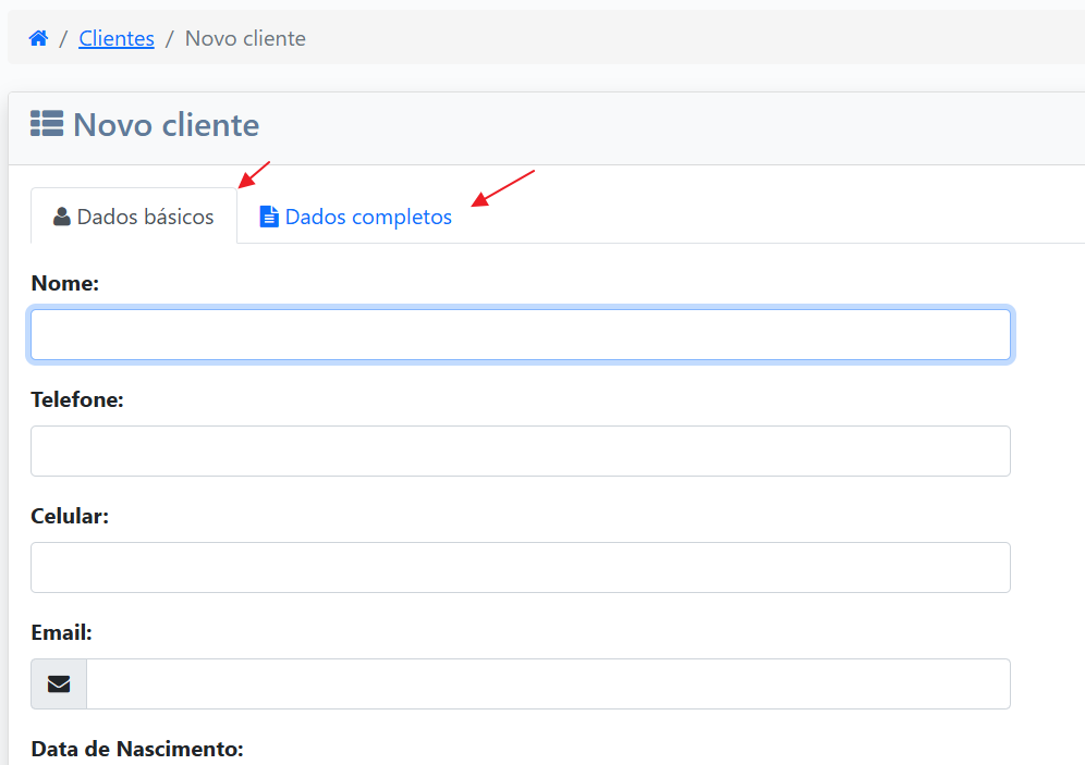Formulário de Cadastro de Cliente