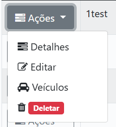 Menu de Ações do Cliente