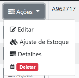 Menu de Ações do Item