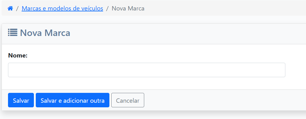 Formulário de Marca de Veículo