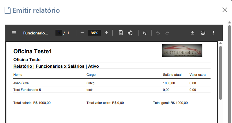 Relatório de Funcionários x Salários