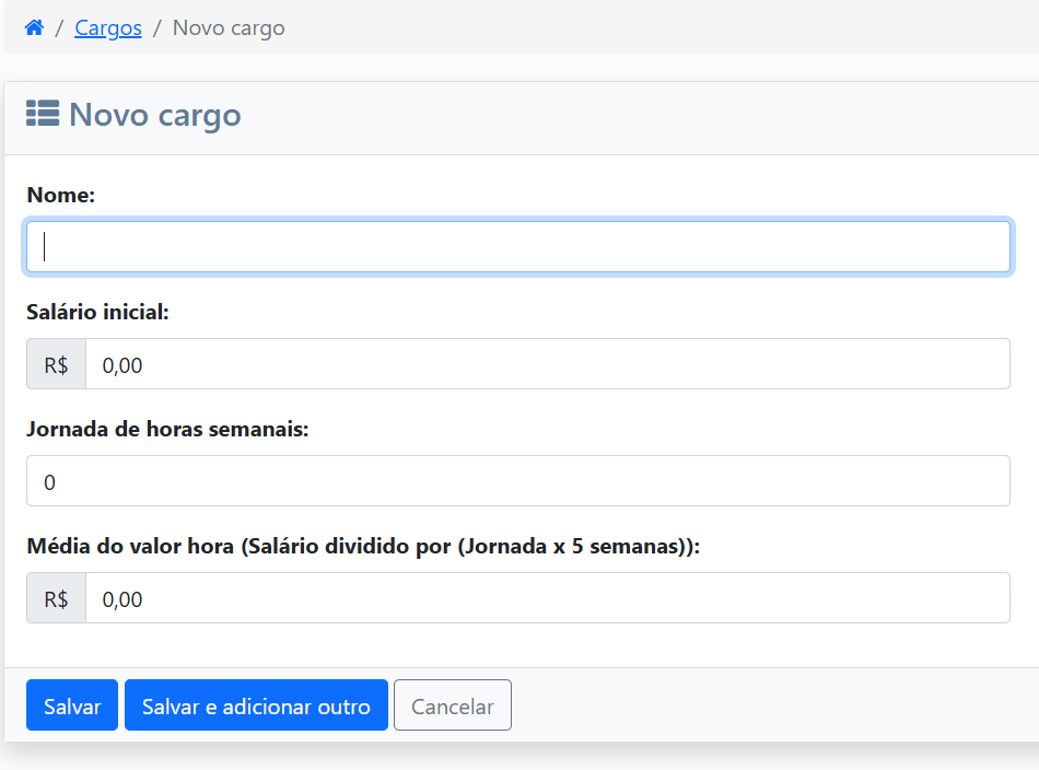 Formulário de Cargo
