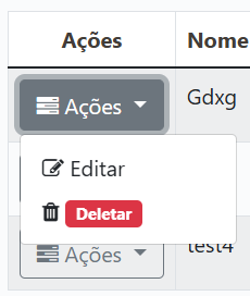 Menu de Ações